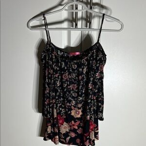 Floral Black and Pink Women's Top